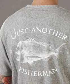 Just Another Fisherman Apparel SNAPPER LOGO TEE - GREY MARLE / WHITE