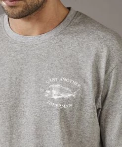 Just Another Fisherman Apparel SNAPPER LOGO TEE - GREY MARLE / WHITE