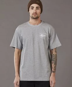 Just Another Fisherman Apparel SNAPPER LOGO TEE - GREY MARLE / WHITE