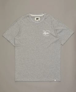Just Another Fisherman Apparel SNAPPER LOGO TEE - GREY MARLE / WHITE