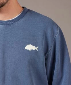 Just Another Fisherman SNAPPER STAMP CREW - OVERDYED MIDNIGHT NAVY Apparel
