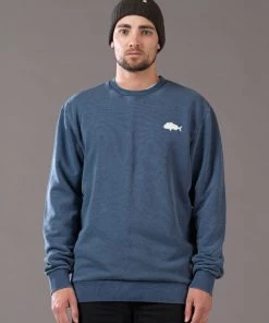 Just Another Fisherman SNAPPER STAMP CREW - OVERDYED MIDNIGHT NAVY Apparel