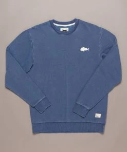 Just Another Fisherman SNAPPER STAMP CREW - OVERDYED MIDNIGHT NAVY Apparel