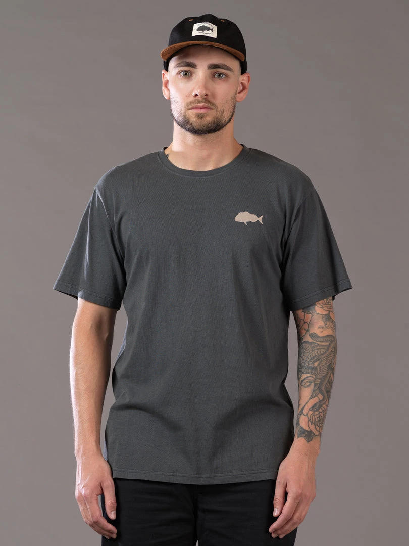 Just Another Fisherman SNAPPER STAMP TEE - AGED BLACK