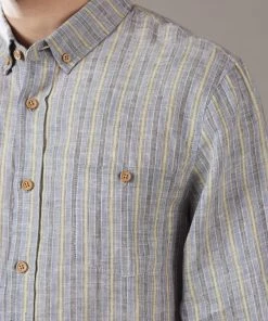 Just Another Fisherman STRIPE ANCHORAGE SHIRT - BLUE/MOSS STRIPE Apparel