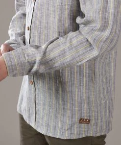 Just Another Fisherman STRIPE ANCHORAGE SHIRT - BLUE/MOSS STRIPE Apparel