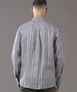 Just Another Fisherman STRIPE ANCHORAGE SHIRT - BLUE/MOSS STRIPE Apparel