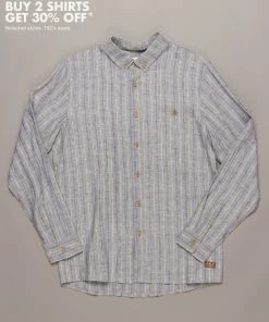 Just Another Fisherman STRIPE ANCHORAGE SHIRT - BLUE/MOSS STRIPE Apparel