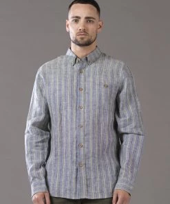 Just Another Fisherman STRIPE ANCHORAGE SHIRT - BLUE/MOSS STRIPE Apparel