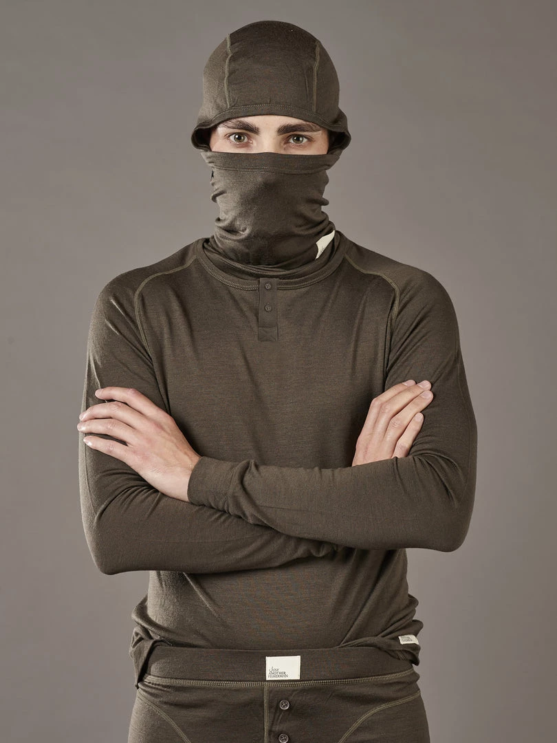 Just Another Fisherman MERINO ANGLERS LS UNDERLAY - MILITARY GREEN