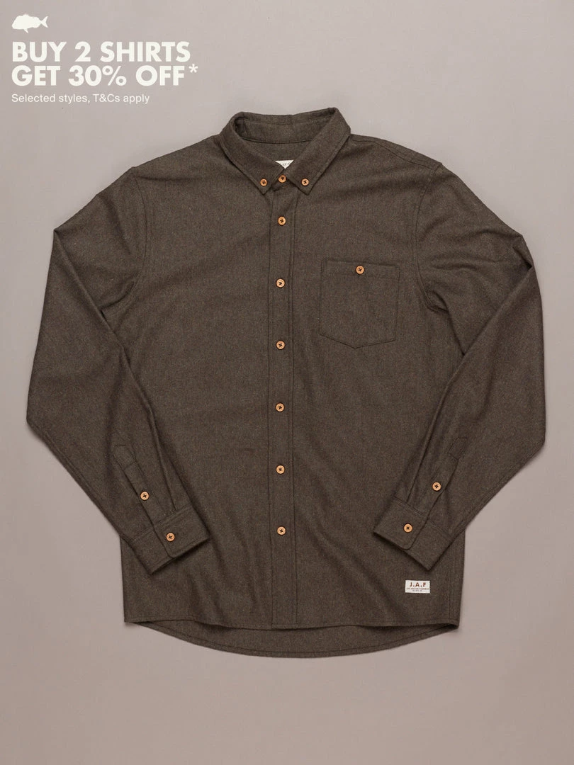Just Another Fisherman WOOL ANCHORAGE SHIRT - MILITARY OLIVE