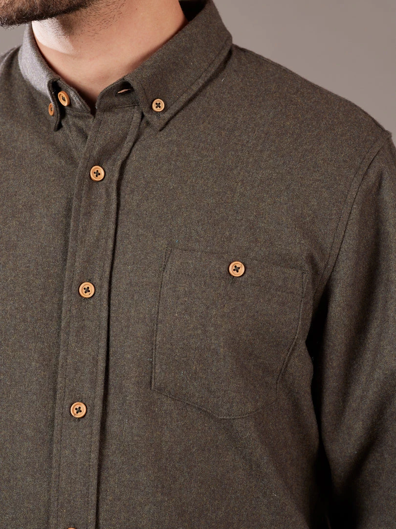 Just Another Fisherman WOOL ANCHORAGE SHIRT - MILITARY OLIVE