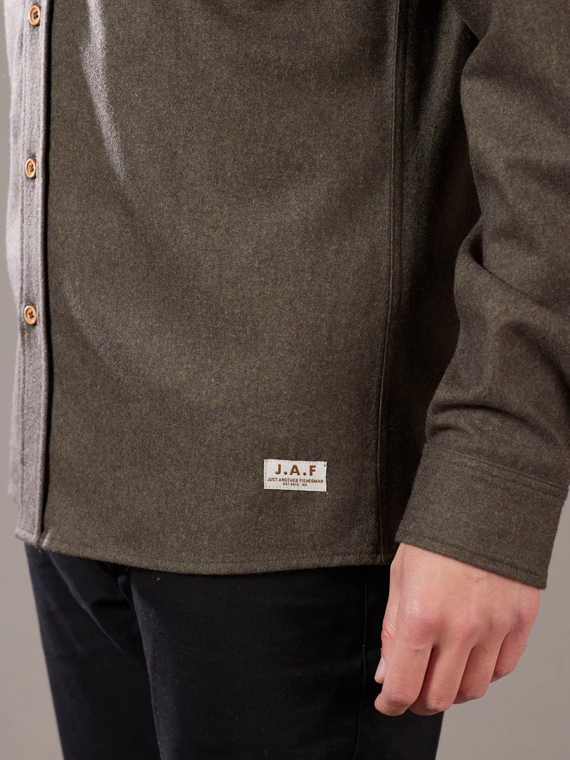 Just Another Fisherman WOOL ANCHORAGE SHIRT - MILITARY OLIVE